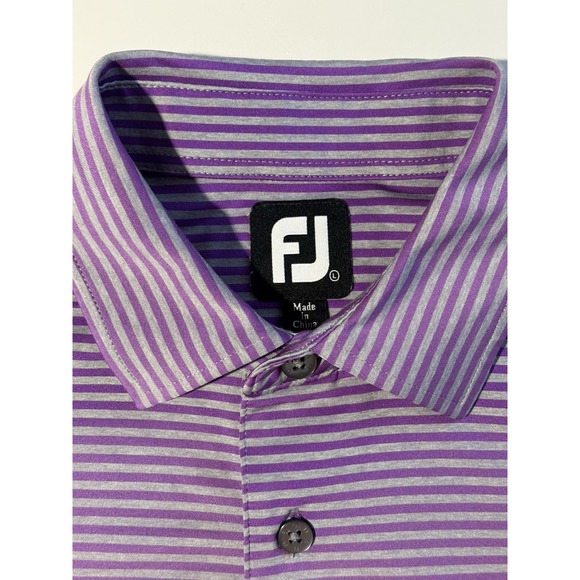Footjoy Men's Duran Country Club Golf Polo Size Large Purple Grey Stripes - Picture 5 of 8